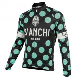 2017 Maillot Cyclisme Bianchi Milano Ml Noir et Vert 2 Manches Longues et Cuissard